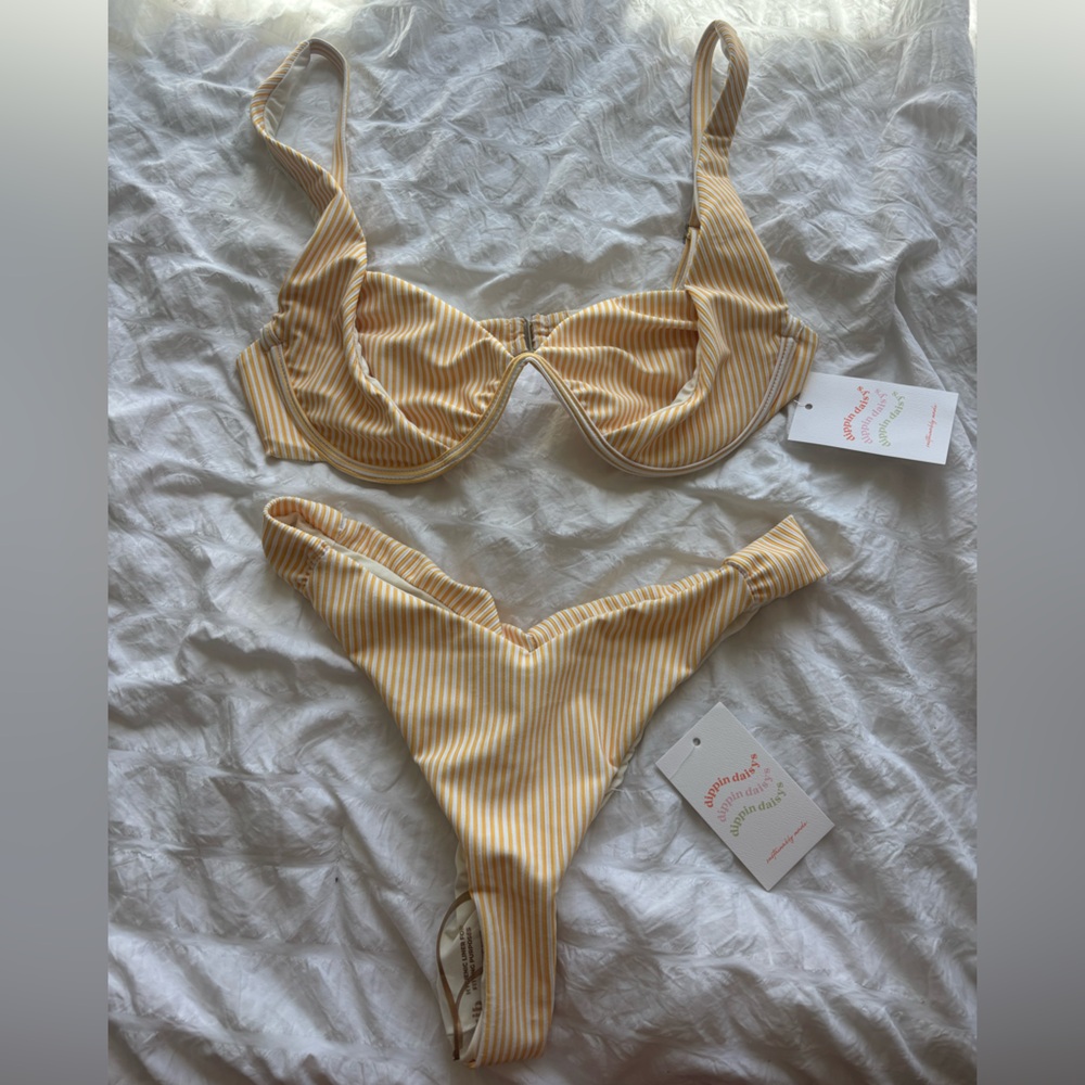 Dippin' Daisy's Yellow & Cream Striped Underwire Bikini Set